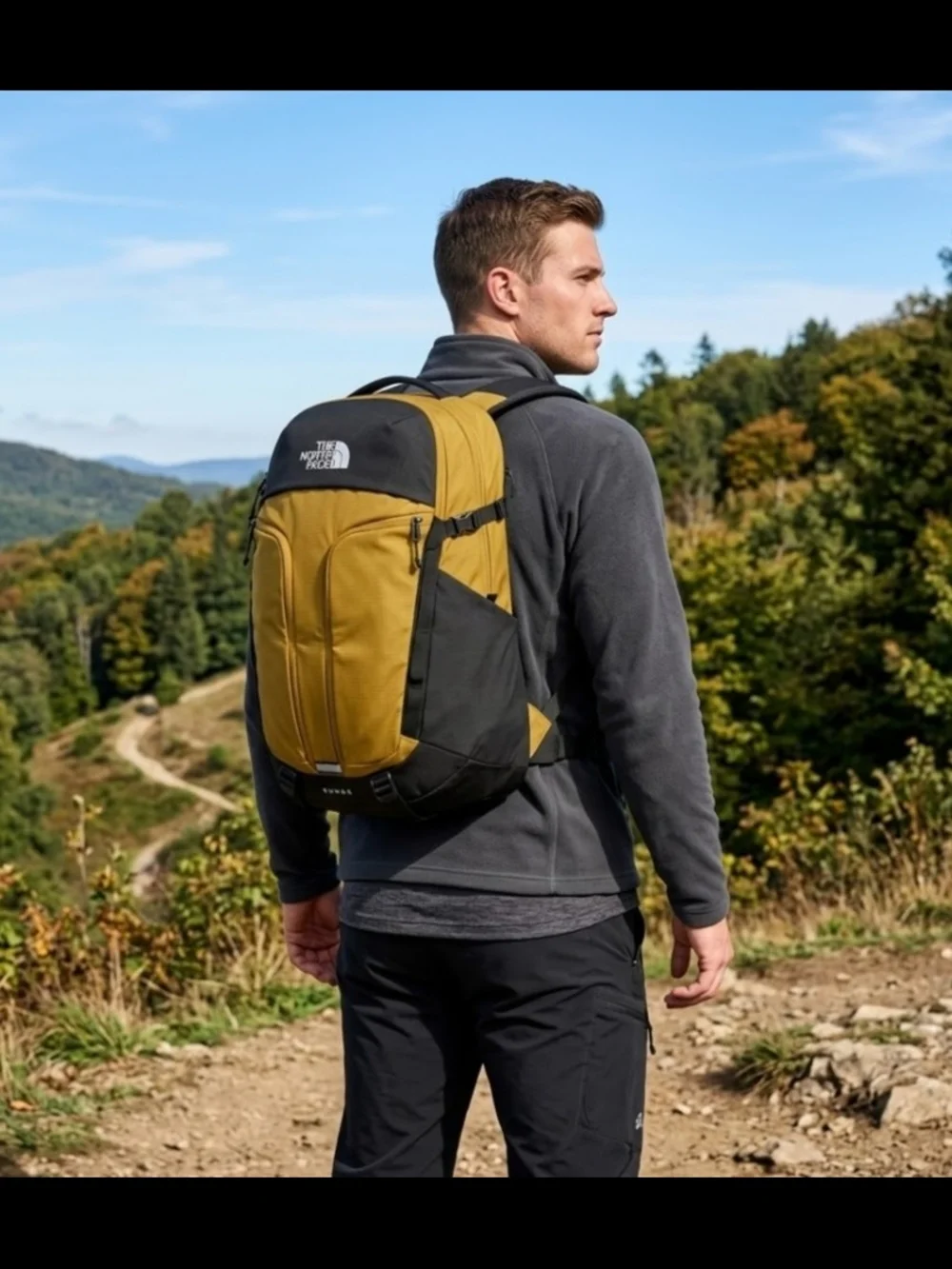 NEW! The North Face Surge Backpack in Deep Dijon and Black NWT